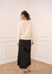 Brushed cashmere & wool sweater, ecru