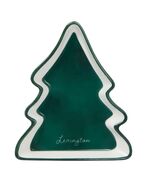 Tree stoneware small dish, green/white