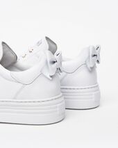 Leather sneakers with bow, white
