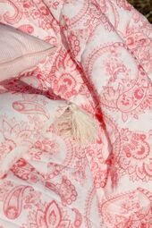 Aix pillowcase with tassels & paisley pattern 50x50, rose/white
