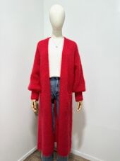Long mohair cardigan, red