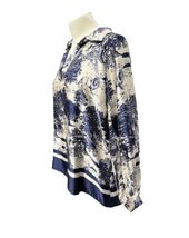 Long sleeve blouse with Toile De Jouy print, navy