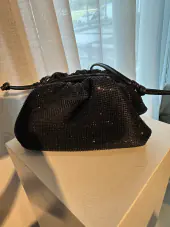 Glitter dumpling bag, black