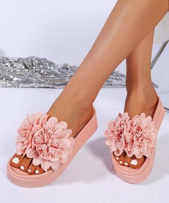 Flower beach sandals, light pink
