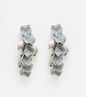 Leaf Earrings Mini, Silver Glitter