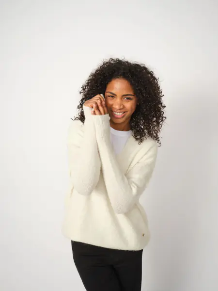 Thora V-neck knit, ecru