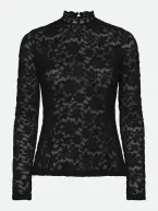 Delicia lace t-neck shirt, black