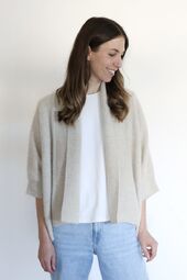 Rose raccoon blend cardigan, cailloux