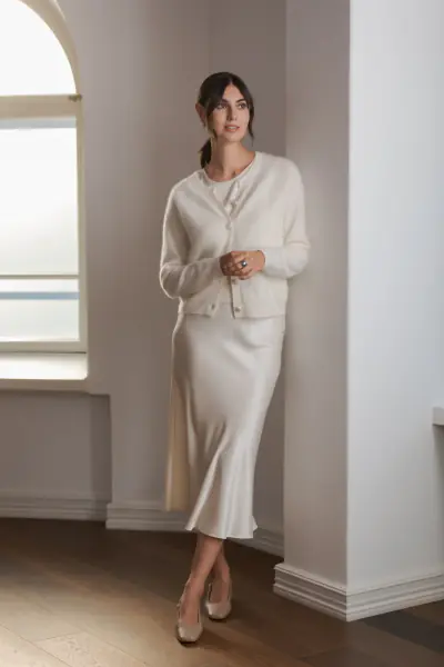 Karla twin set cashmere cardigan, cream