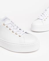Leather sneakers with bow, white