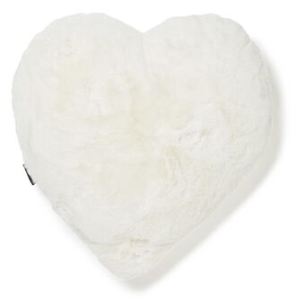 Fluffy heart cushion, ivory