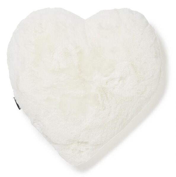 Fluffy heart cushion, ivory