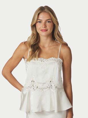 Kaela heavy sateen lace top, pearl