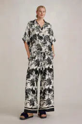 Pants with Toile De Jouy print, noir