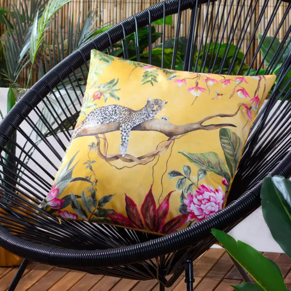 Leopard ourdoor cushion 43x43, gold