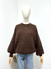 Roundneck mohair sweater, dark brown