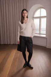 Allia alpaca blend sweater with v-neck, cream