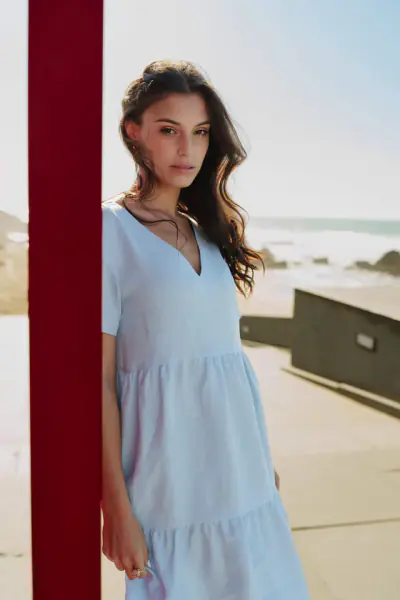 Layered dress, sky blue