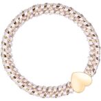 Fat hair tie with heart, rose quartz & nougat mix