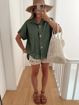Starfish button shirt, kaki