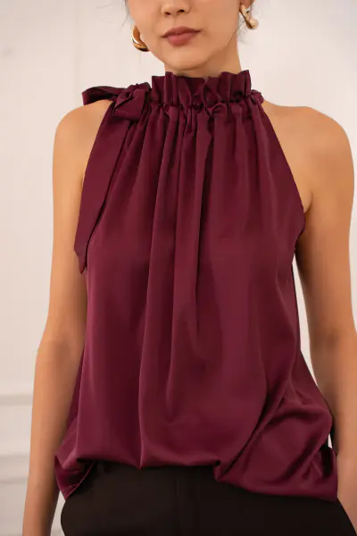 Elisabeth satin top, bordeaux