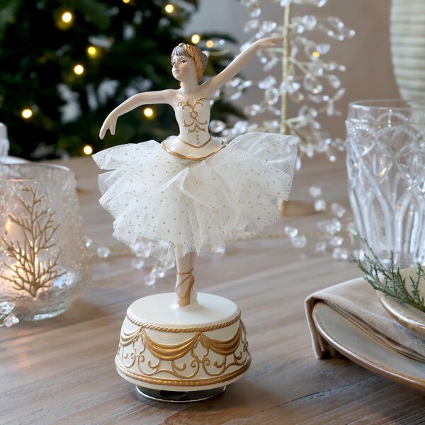 Noël ballerina with carousel, antique white