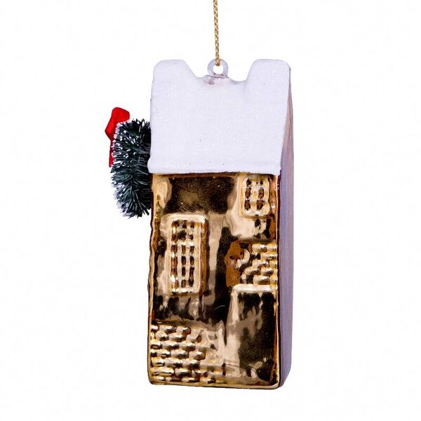 Ornament canal house 9cm, gold