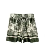 Shorts with Toile De Jouy print, green