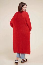 Long mohair cardigan, red