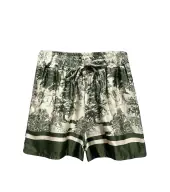 Shorts with Toile De Jouy print, green