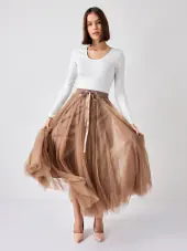 Aria tulle skirt, taupe