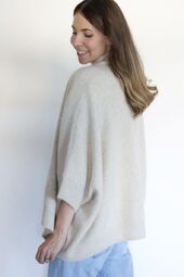 Rose raccoon blend cardigan, cailloux