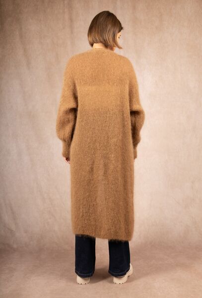 Long mohair cardigan, camel
