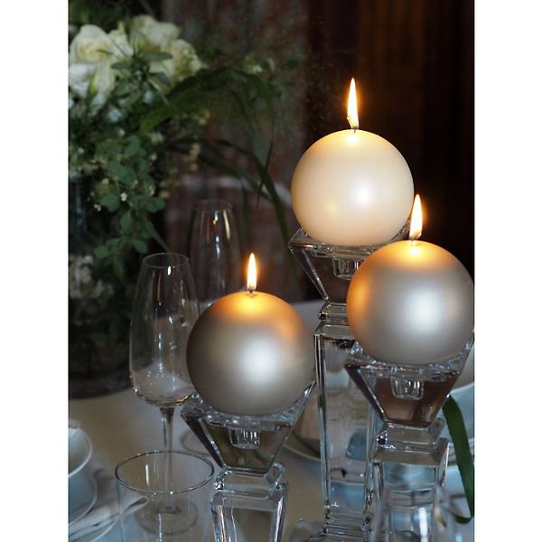 Velvet ball candle 10cm, pearl