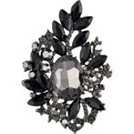 Crystal leaf brooch large, black gun