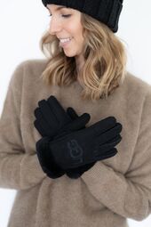 Sheepskin emb gloves, black