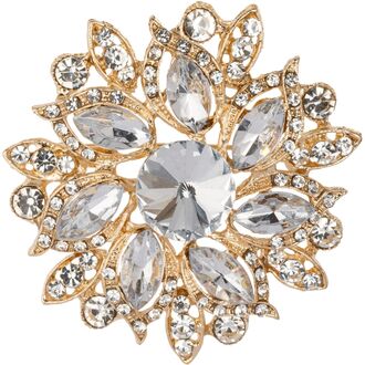 Crystal flower brooch, gold