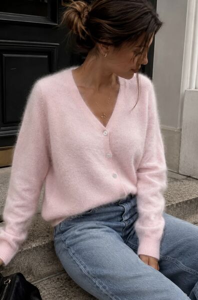 Cashmere blend cardigan, baby pink