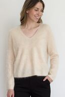 Cashmere v-neck pullover, sable