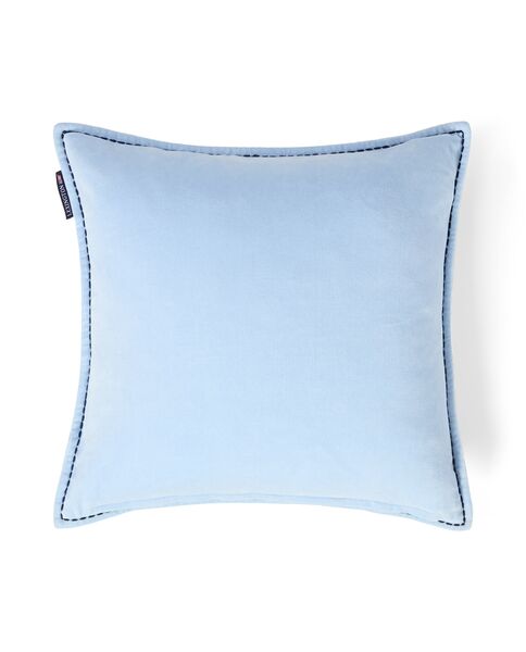 Logo Organic Cotton Velvet Pillow Cover 50x50, Blue