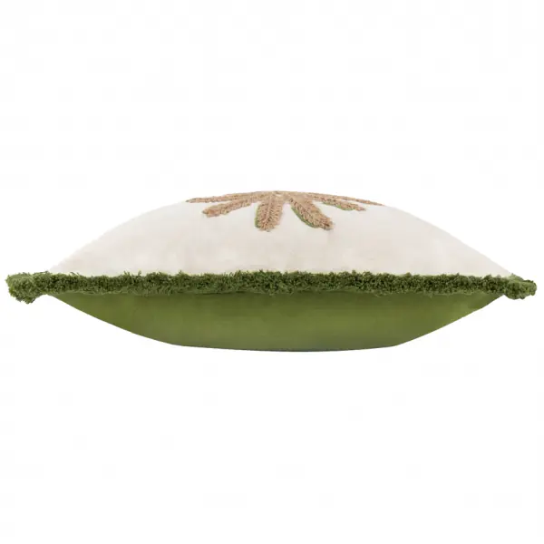 Palm embroidered cushion cover 45x45, green