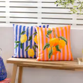Lemons outdoor cushion 43x43, blue