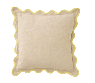 Cushion scalloped 45x45, beige/yellow
