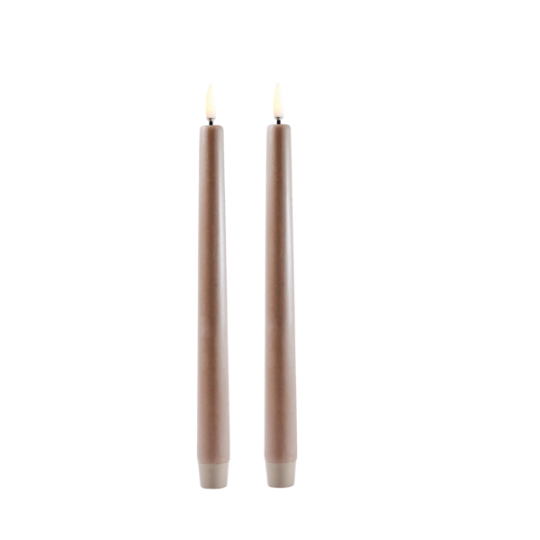 Led taper candle 2 pcs, sandstone