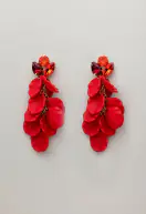 Leaf stone earrings, red