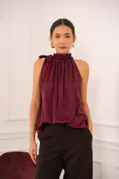 Elisabeth satin top, bordeaux