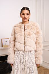 Paula faux fur jacket, beige