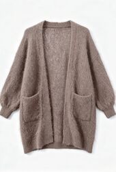 Mohair cardigan with pockets, light marron