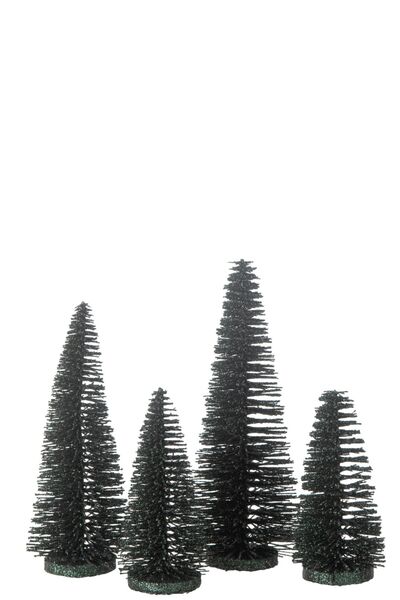 Box of 4 Christmas glitter tree, dark green
