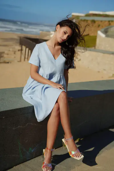 Layered dress, sky blue